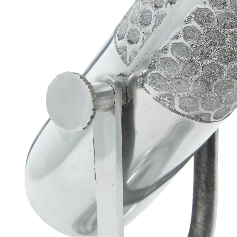 Silver Aluminum Traditional Sculpture, Microphone 9" x 9" x 6"