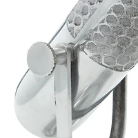 Silver Aluminum Traditional Sculpture, Microphone 9" x 9" x 6"
