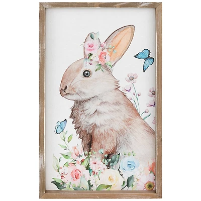 Easter Bunny with Flowers Framed Wall Décor