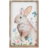 Easter Bunny with Flowers Framed Wall Décor
