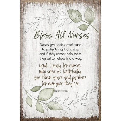 Bless All Nurses Inspirational Wood Plaque