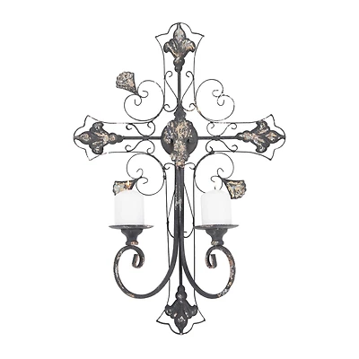 Black Iron French Country Wall Decor, 24" x 16" x 6"