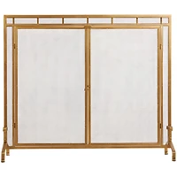 33.5" Gold Metal Geometric Single Panel Fireplace Screen