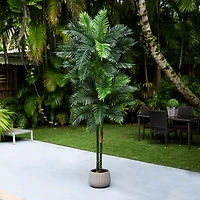 9ft. Potted Green UV Resistant Artificial Double Robellini Palm Tree