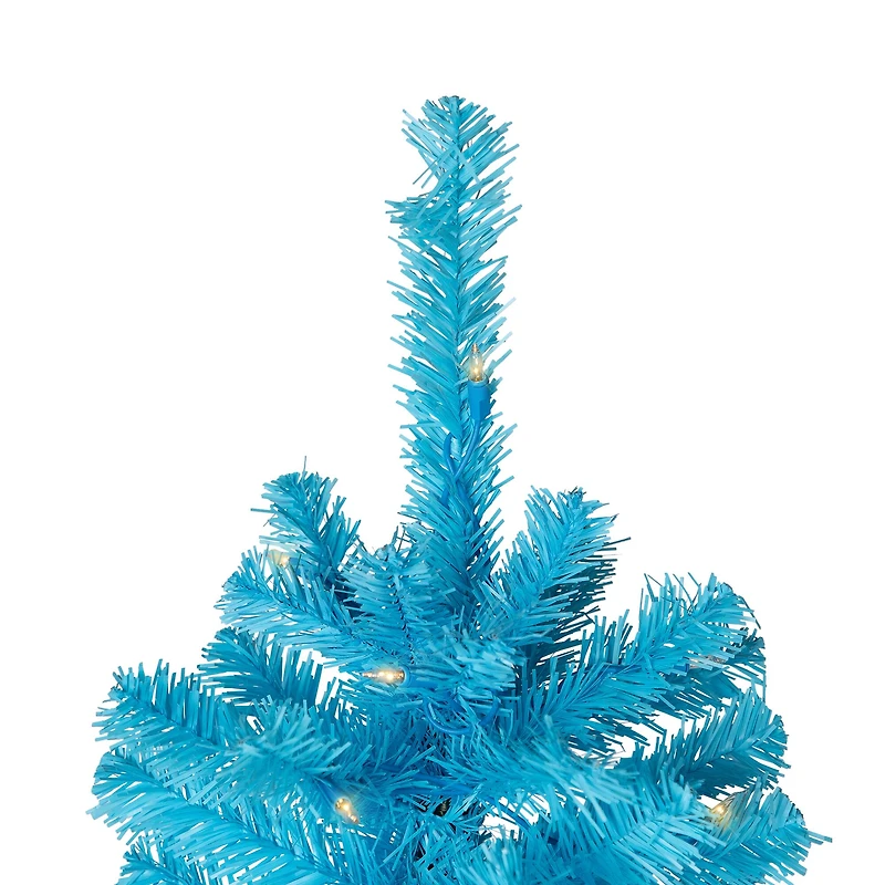 6ft. Pre-Lit Medium Sky Blue Pine Artificial Christmas Tree, Clear Lights