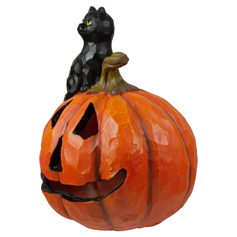 10" Jack-O-Lantern & Black Cat Tabletop Halloween Decoration