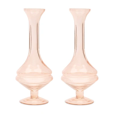 Pink Glass Stem Vase Set