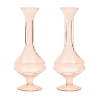 Pink Glass Stem Vase Set