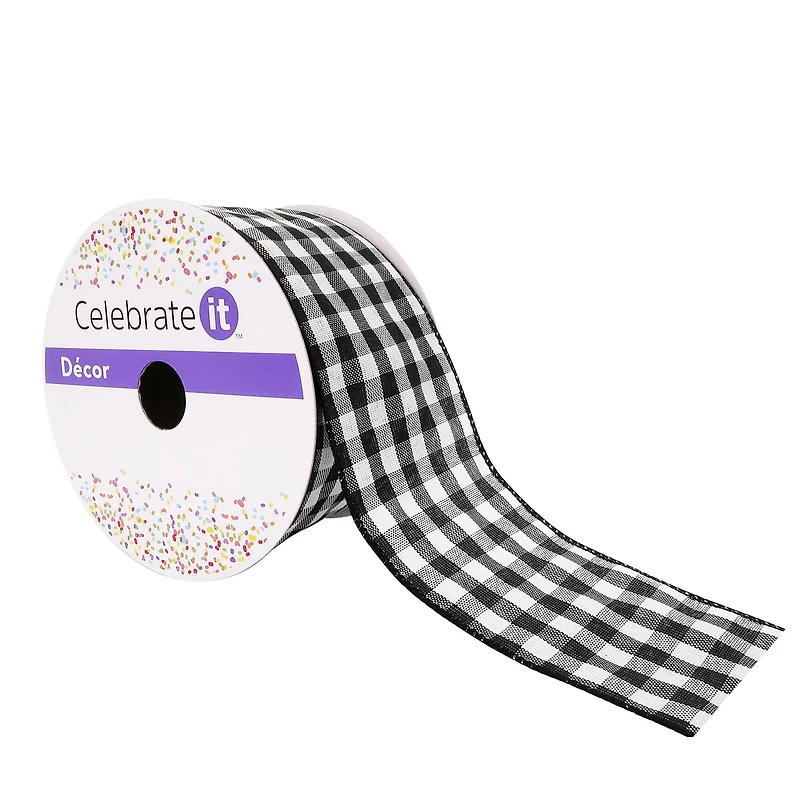 2.5" x 25ft. Wired Gingham Ribbon by Celebrate It