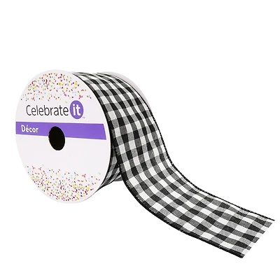 2.5" x 25ft. Wired Gingham Ribbon by Celebrate It