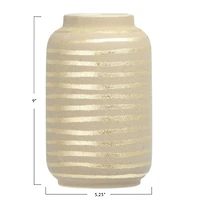 Hello Honey® 9" Gold Striped Stoneware Vase