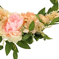 18" Spring Peony & Rose Hoop Wreath