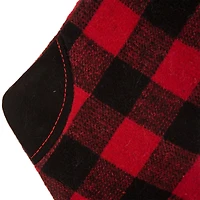 Glitzhome® 21" Fur Black & Red Buffalo Plaid Stocking