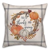 Thanks And Giving Fall Wreath Throw Pillow