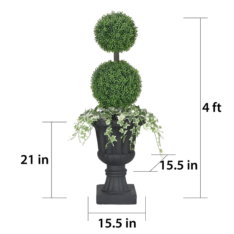 4ft. Topiary Boxwood Artificial Tree in Decorative Urn