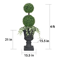 4ft. Topiary Boxwood Artificial Tree in Decorative Urn