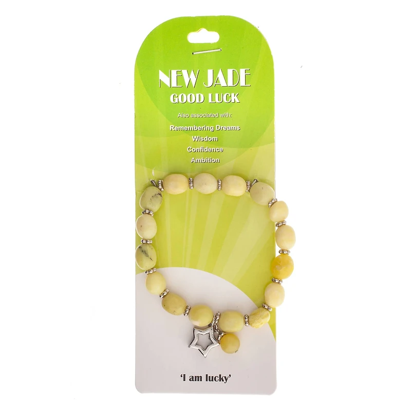 John Bead New Jade Green Natural Stone Stretch Bracelet with Star Charm
