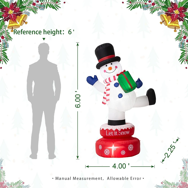 Glitzhome® 6ft. Lighted Inflatable Rotating Snowman Décor