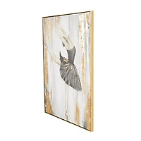 Gold Canvas Dancer Ballet Living Room Framed Wall Art with Black and Gold Foil Accents