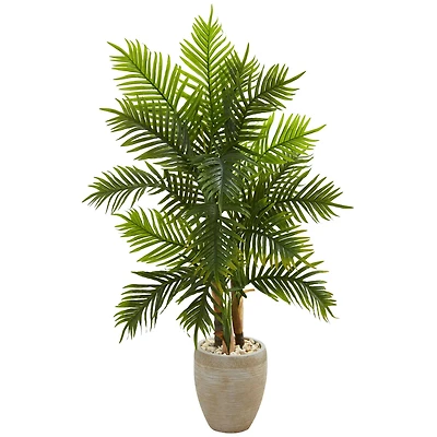 5ft. Areca Palm Real Touch Artificial Tree in Sand Colored Planter