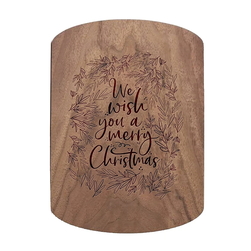 We Wish You a Merry Christmas 11" x 8" Walnut Oval Cutting Board