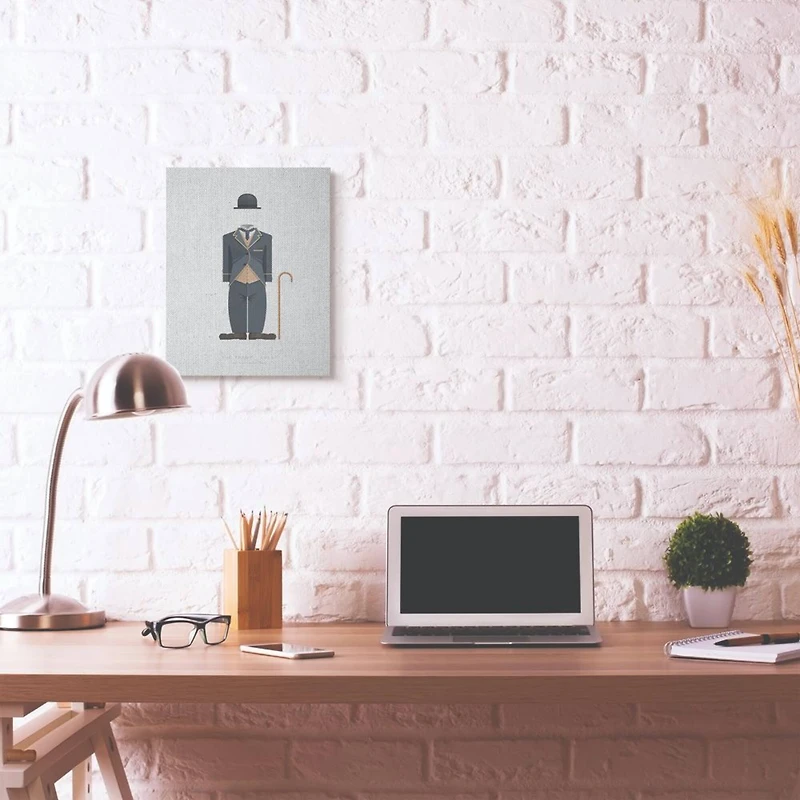 Stupell Industries Charlie Chaplin Minimalist Illustration Canvas Wall Art
