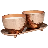 Jasmine Scented Candles in Hammered Copper Bowls Set