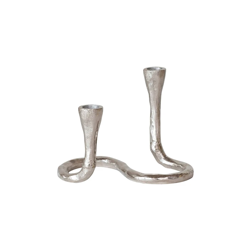 Hello Honey® 7" Nickel Finish Electroplated Aluminum Wavy Taper Candleholder