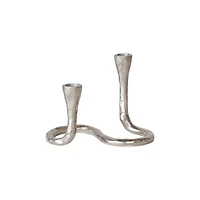 Hello Honey® 7" Nickel Finish Electroplated Aluminum Wavy Taper Candleholder