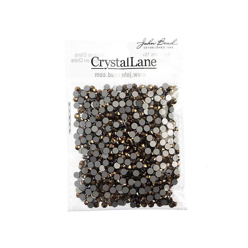 John Bead Crystal Lane SS16 Metallic Glass Round Flatback Rhinestones, 1,440ct