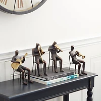 Brown Polystone Modern Musician Sculpture Set