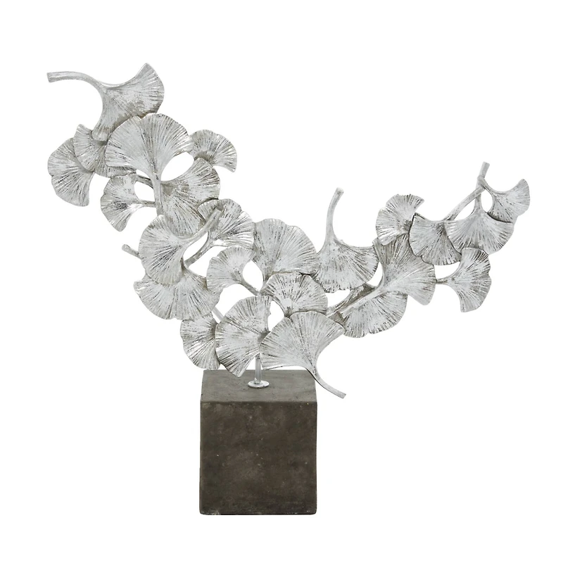 18" Silver Polystone Contemporary Sculpture