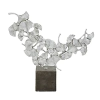 18" Silver Polystone Contemporary Sculpture