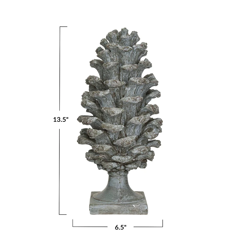 Hello Honey® 13.5" Tall Round Verdigris Finish Pinecone Finial with Base
