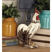 15" White Rooster Garden Sculpture