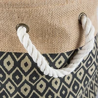 DII® 15" Black Ikat Round Burlap Bin