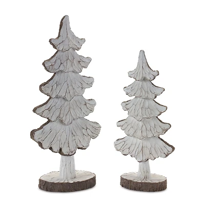 Carved Pine Tree Décor Set, 13" & 16"