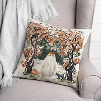 Spooky Woodland Ghost Throw Pillow
