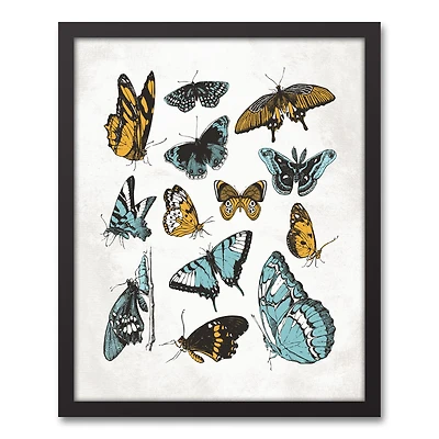 Vintage Butterflies Black Framed Canvas Wall Art