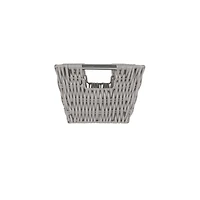 Simplify Small Gray Shelf Storage Rattan Tote Basket