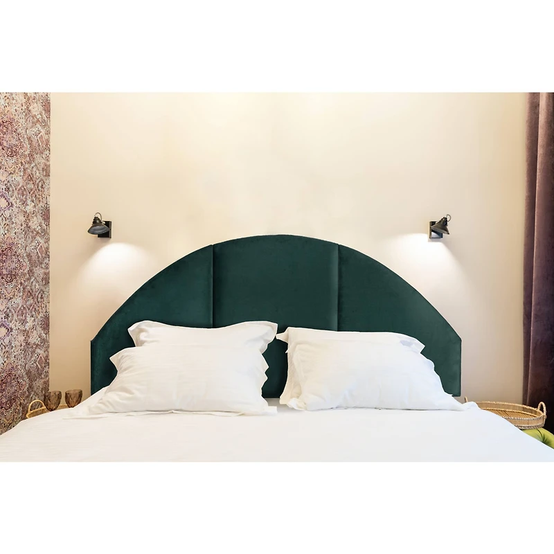 Hello Honey® NoSom 5ft. Queen Sized Emerald Green Upholstered Velvet Panel Arched Headboard