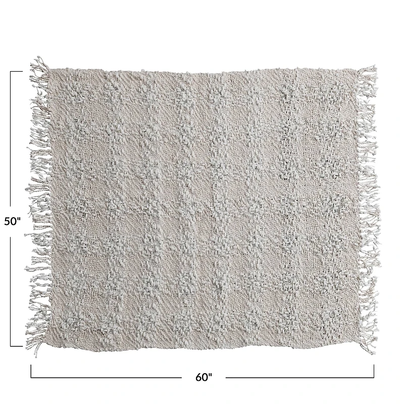 Hello Honey® Natural Cable Knit Throw Blanket with Fringe