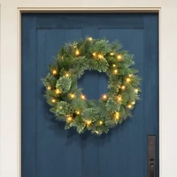 24" Pre-Lit Pine Wreath