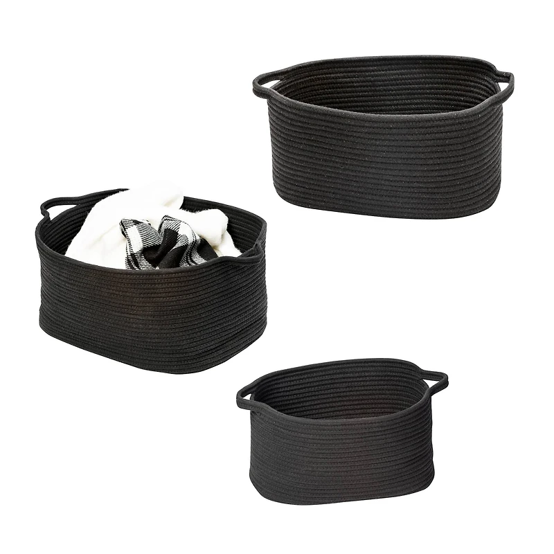Honey Can Do Black Cotton Coil Baskets, 3ct.