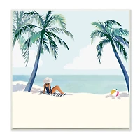 Stupell Industries Woman Lounging under Palm Tree Coastal Landscape,12" x 12"