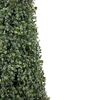 4ft. Unlit Artificial Two-Tone Boxwood Pyramid Topiary Tree with Round Pot
