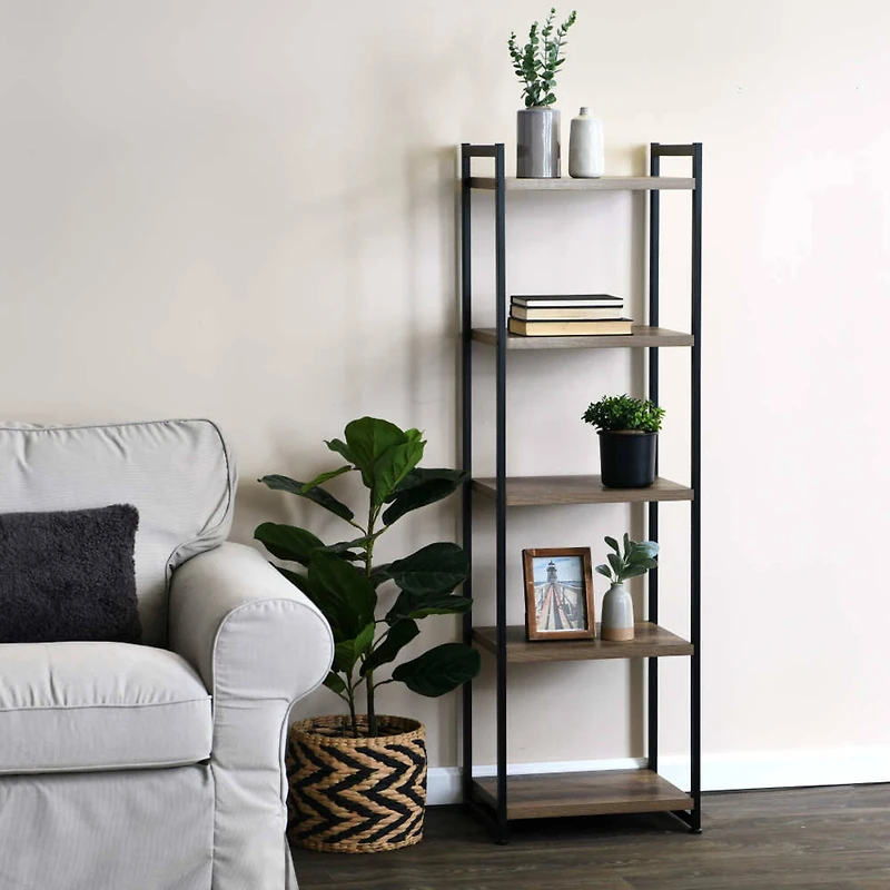Household Essentials Jamestown 59" 5-Shelf Narrow Bookshelf