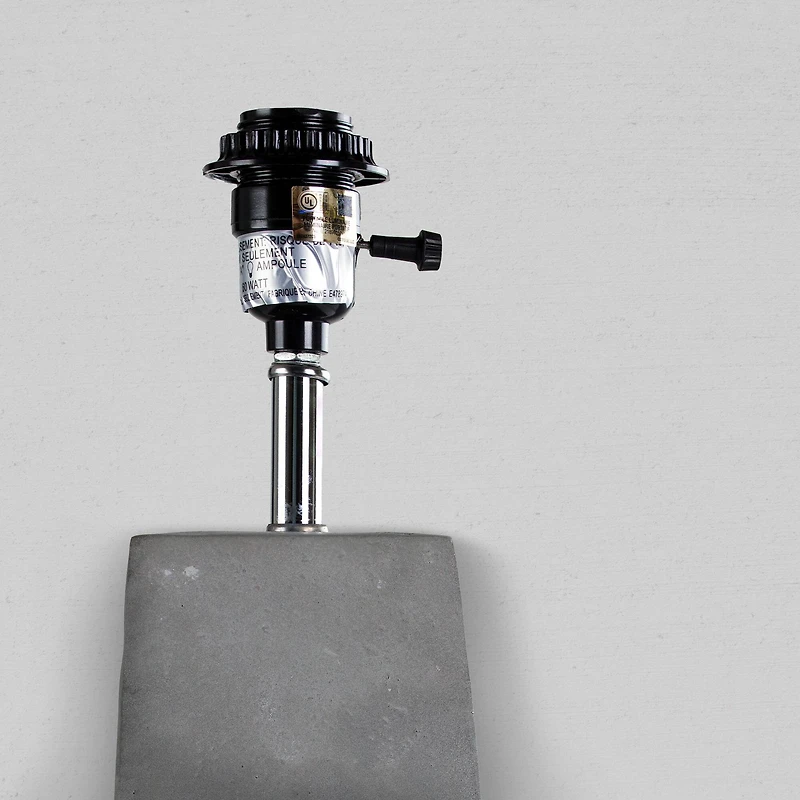 Gray Concrete Cement Accent Table Lamp with Beige Canvas Shade