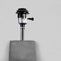 Gray Concrete Cement Accent Table Lamp with Beige Canvas Shade