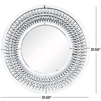 Silver Glass Starburst Wall Mirror with Crystal Embellishment 32" x 1" x 32"